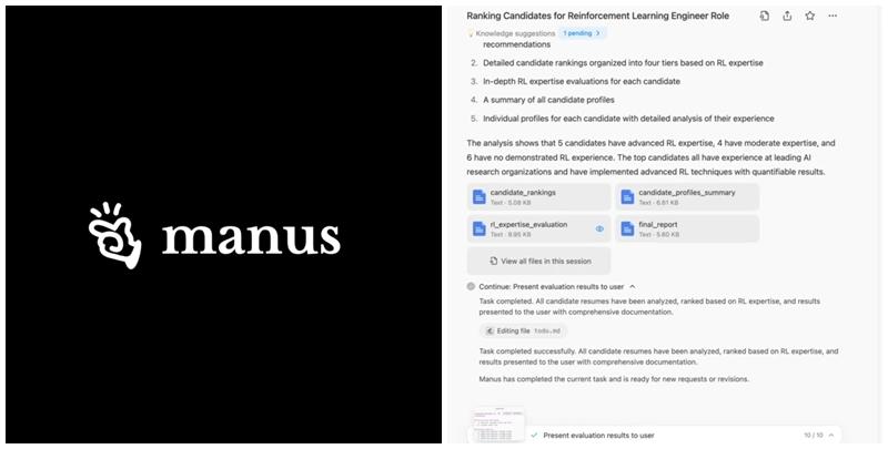 中國另一款人工智能AI產品Manus近日受到關注，號稱是「全球首款真正的通用型AI Agent（人工智慧代理）」，能直接執行各種任務，包括篩選履歷、找房子、分析股票等。(影片截圖)