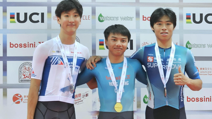 男子青年組捕捉賽由香港單車手包辦三甲。（港台圖片）