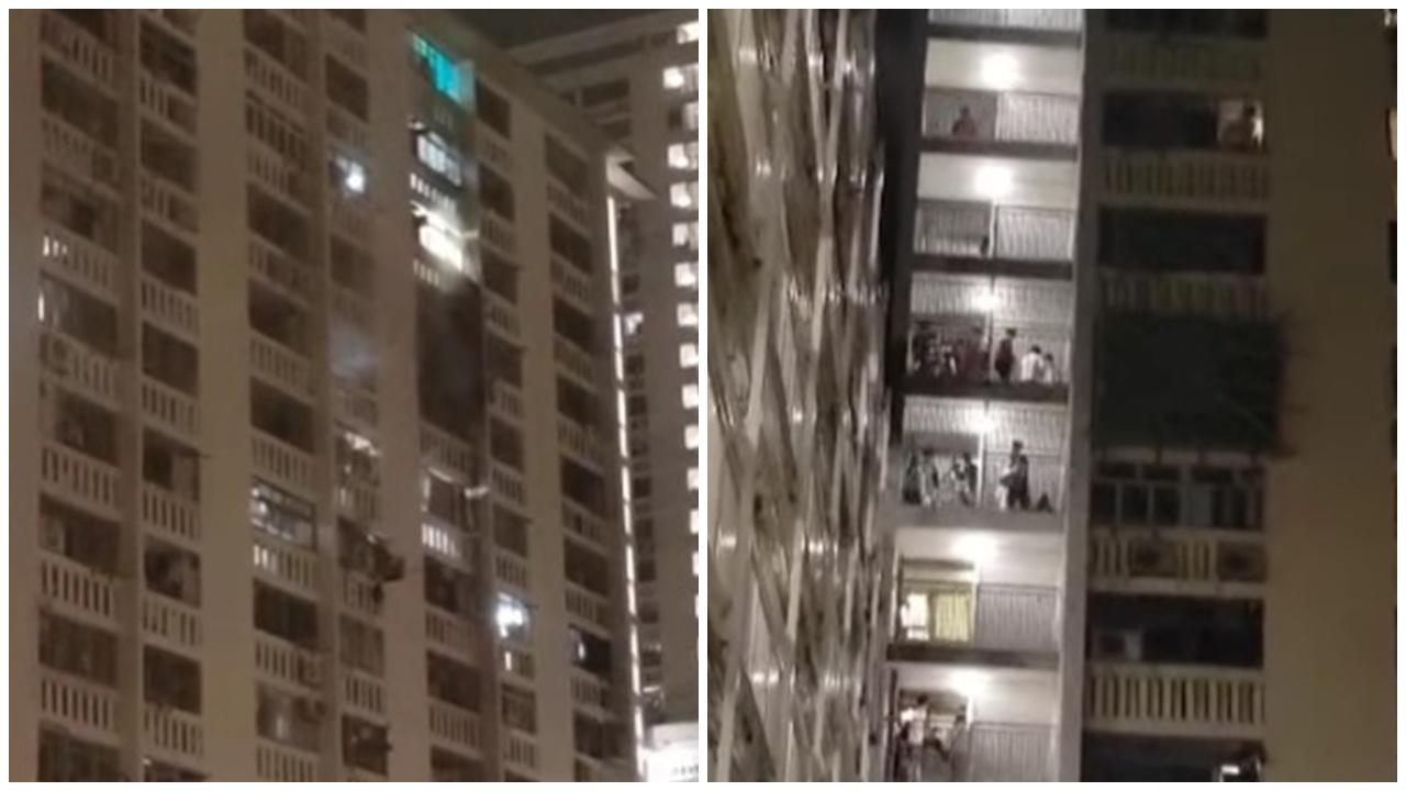 華富邨同一單位再冒煙疑死灰復燃，逾百居民兩度走火警。(FB)