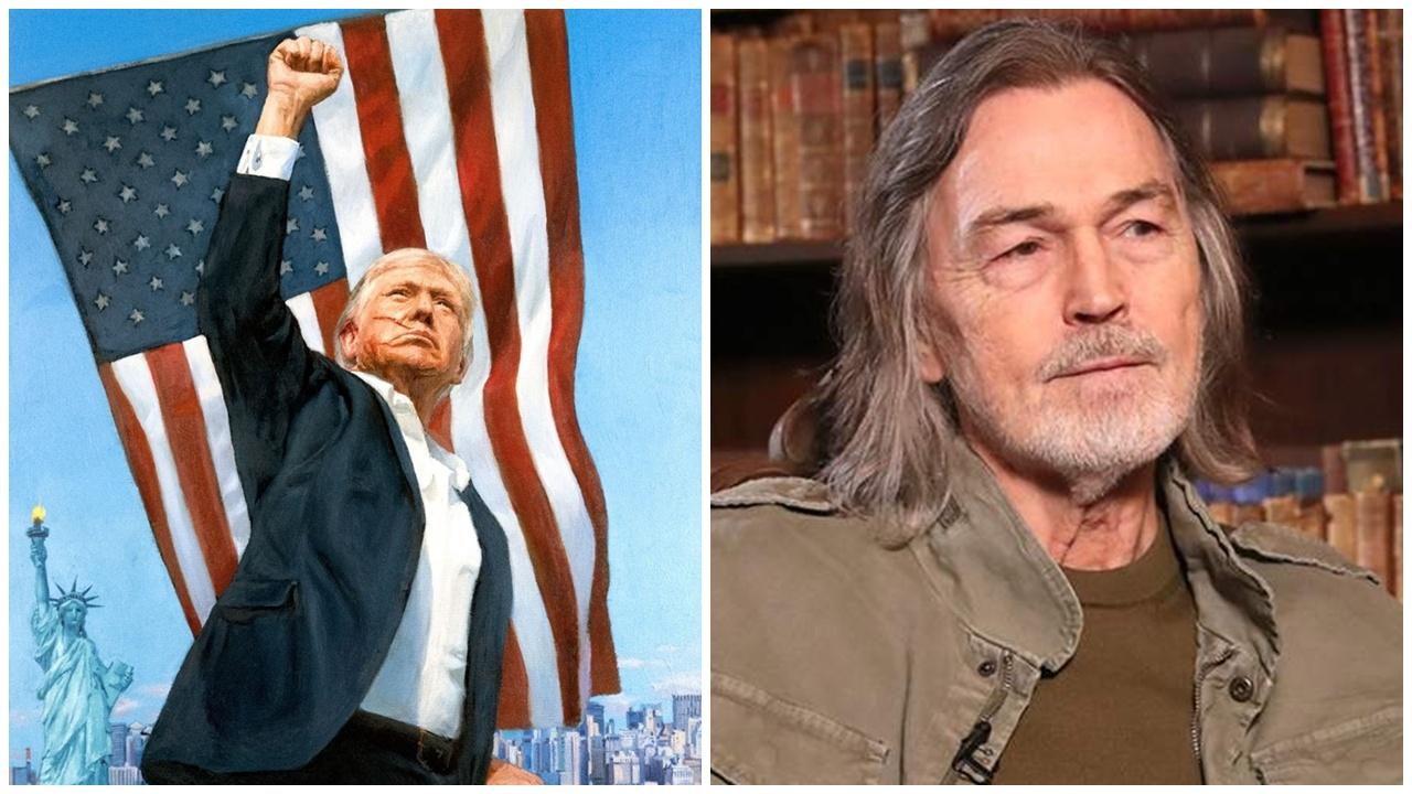 普京贈特朗普畫像，畫家：呈現鮮血、傷痕和勇氣。