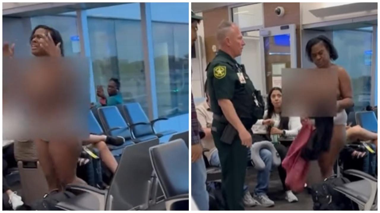 女乘客大鬧機場愈鬧愈㷫，除剩底褲嚇煞旁人。(IG)