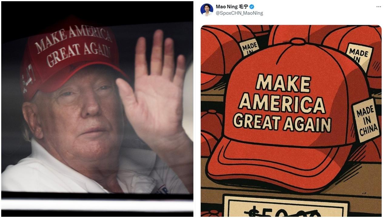 特朗普MAGA紅帽驚見「中國製造」(AP和X)