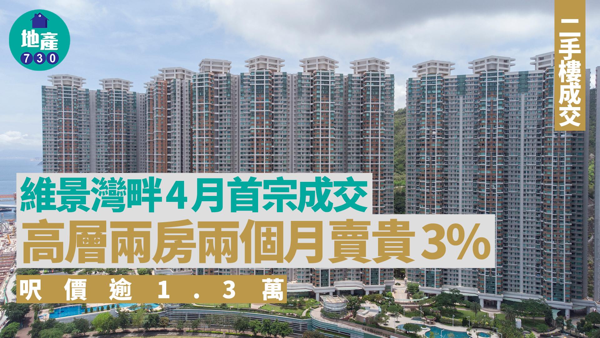 將軍澳維景灣畔錄4月首宗成交 高層兩房兩個月賣貴3%｜二手樓成交