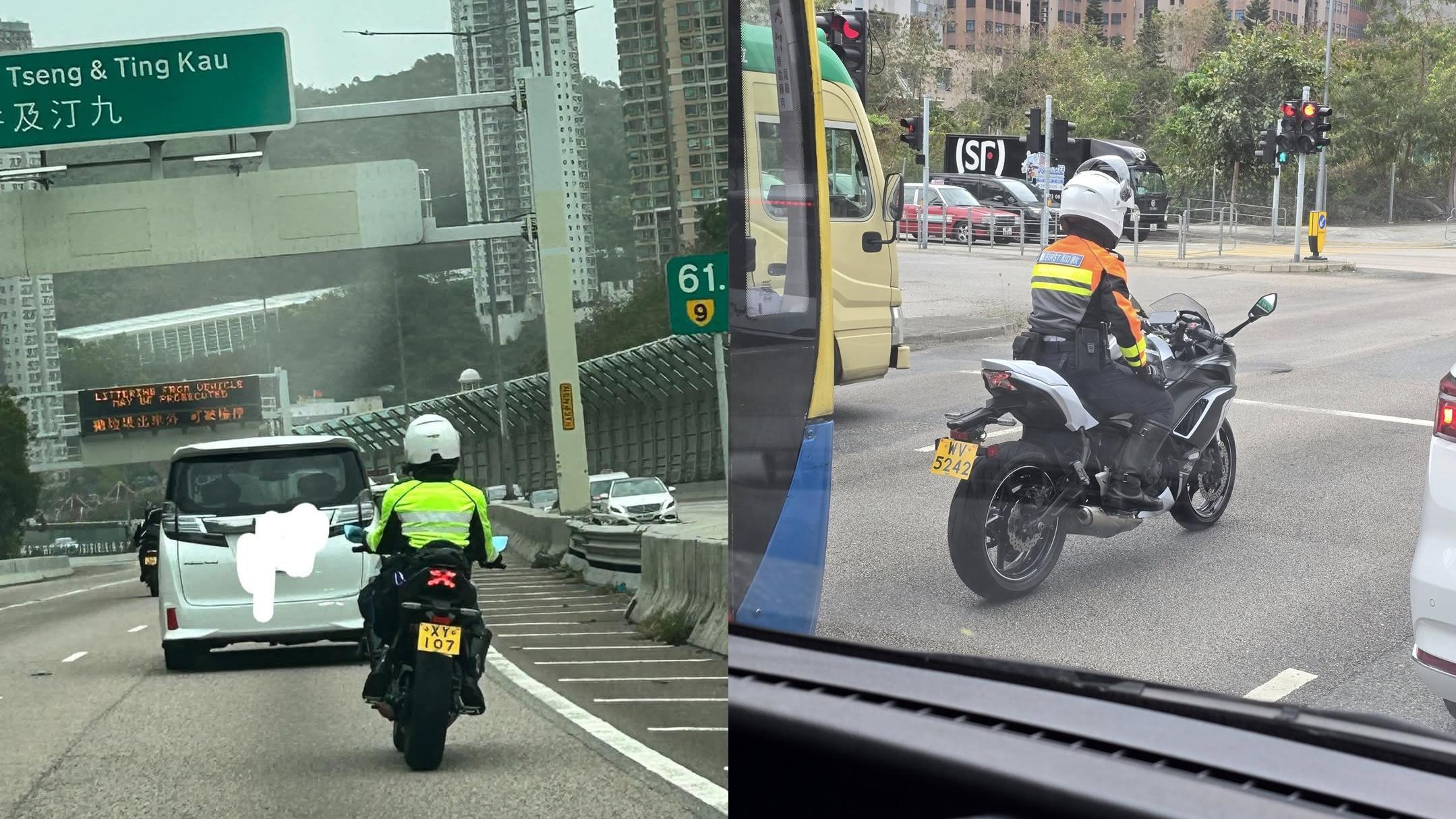 電單車司機的裝束幾能以假亂真。(FB「車cam L(香港群組)」)