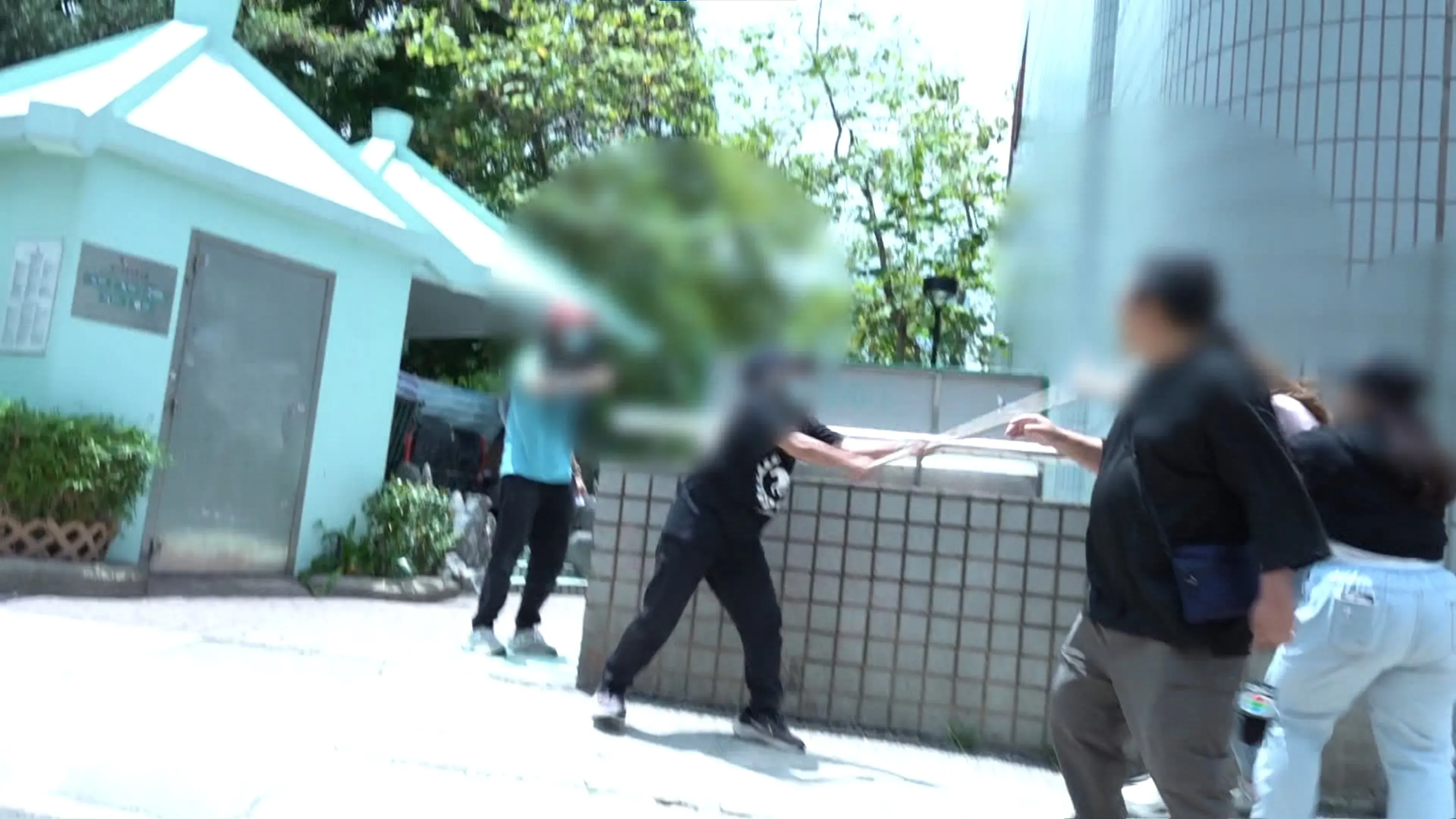 母子涉霸佔天后公園涼亭，傳媒女主持前往了解時被驅趕。（《東張西望》截圖）