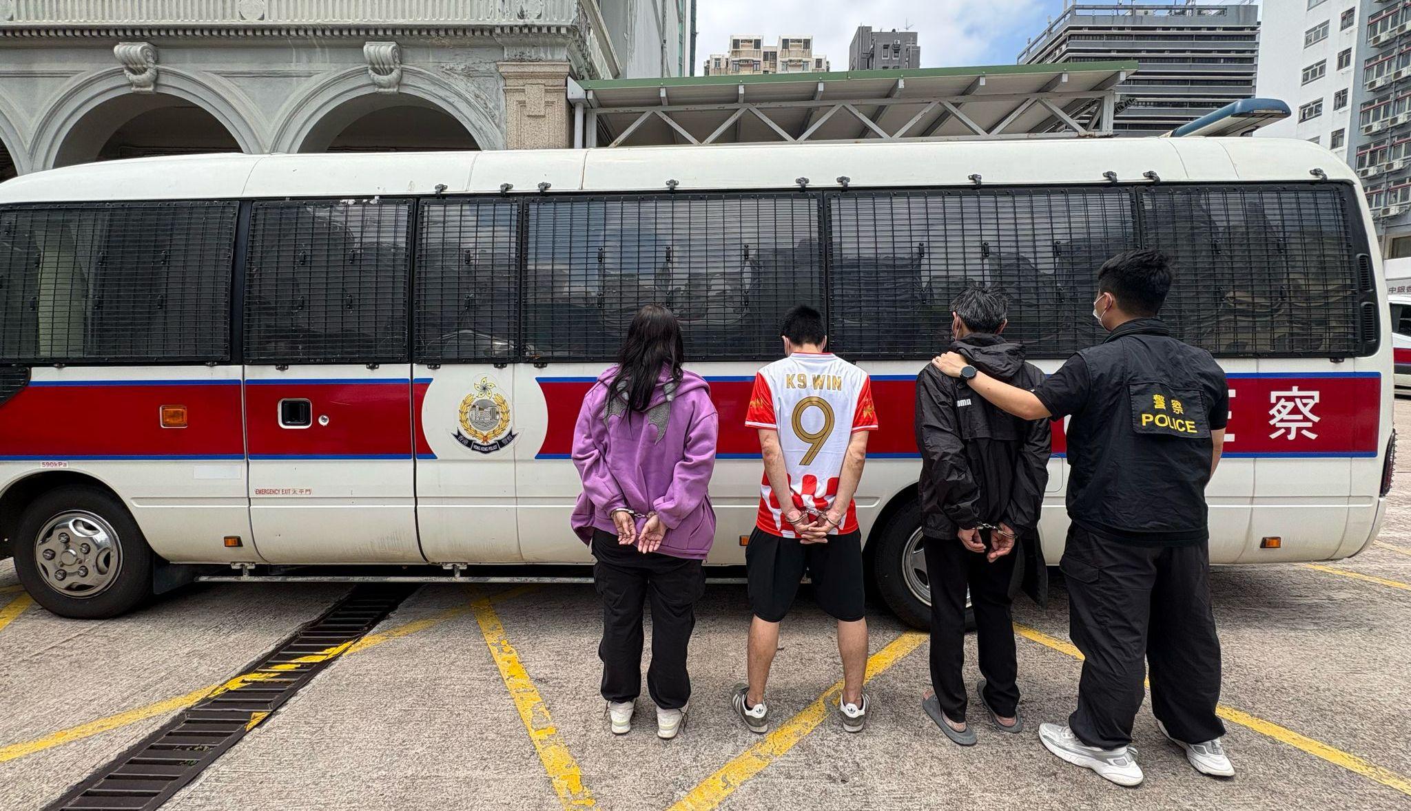 旺角單位變毒窟，警檢5000元毒品拘4人。(警方圖片)