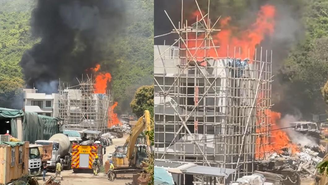 屯門發生火警。（fb「張錦雄Kenneth Cheung 」圖片）