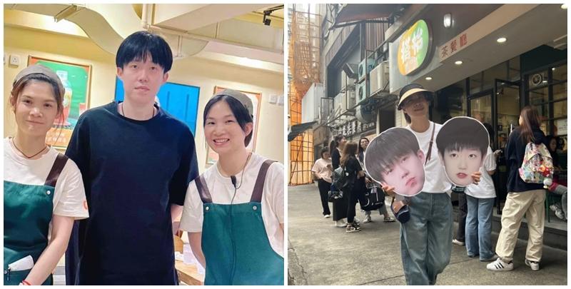 中國乒乓球手、奧運金牌得主王楚欽到訪澳門黑沙環區一間茶餐廳。 （搭枱茶餐廳小紅書專頁）