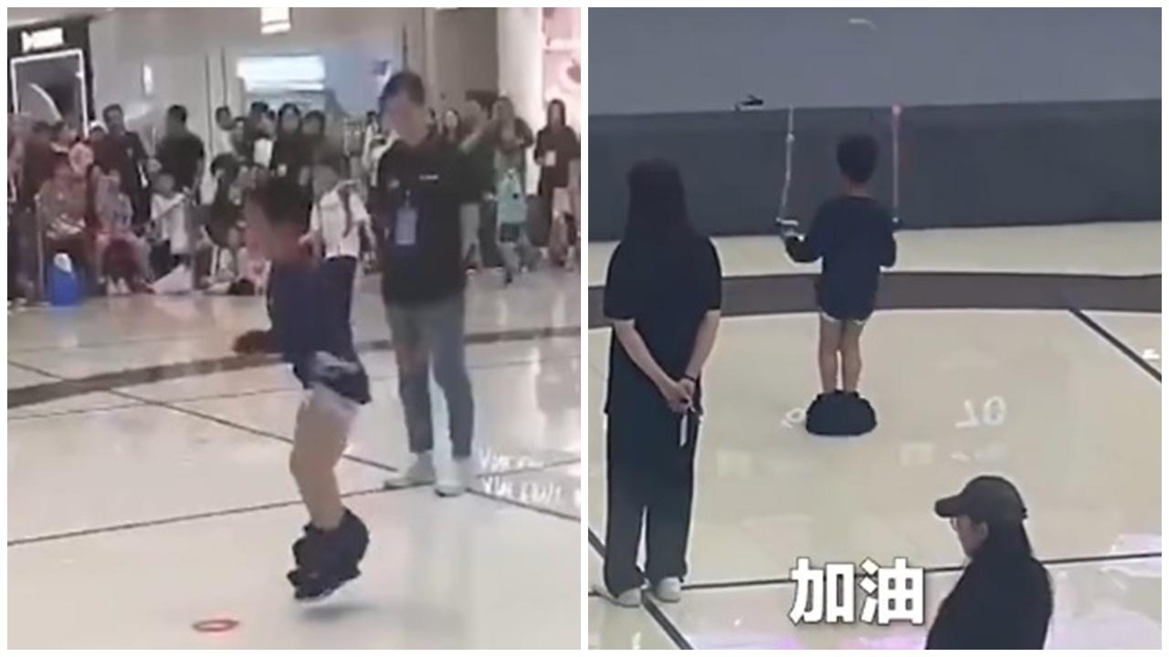 山東6歲童跳繩跳甩褲專注比賽奪亞軍，網民讚：將來必成大器。(微博)