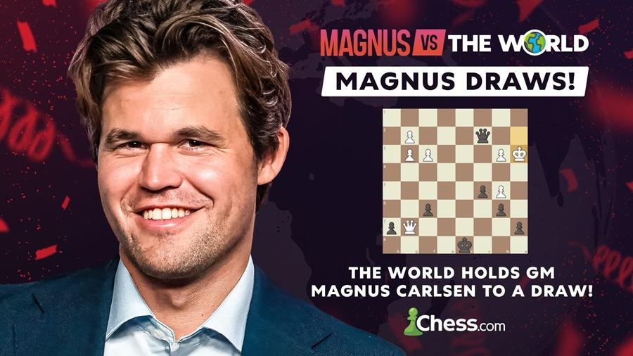 國際象棋王以一敵萬戰全球，對弈6星期和局收場。(FB)