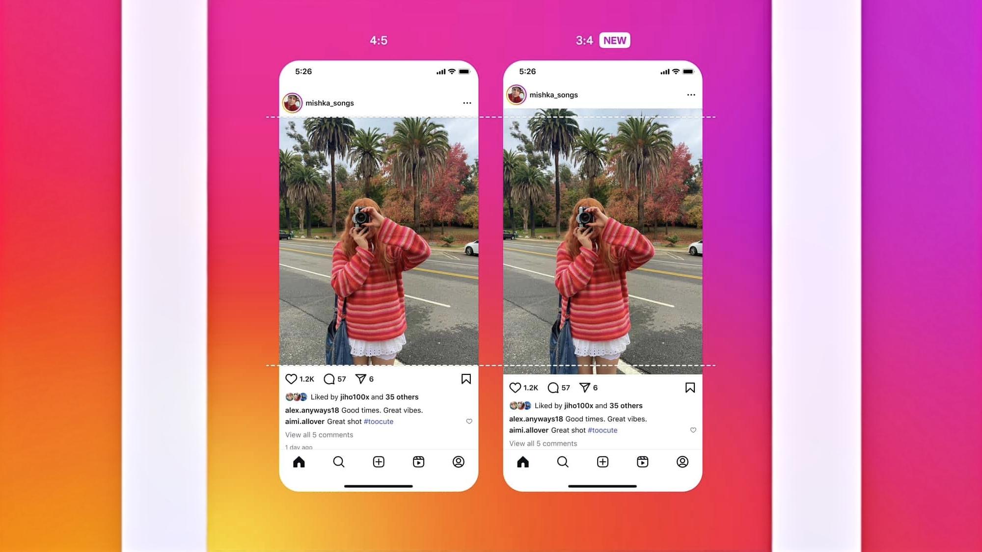 IG新功能｜終支援3:4比例直度相　手機原生格式相片不需裁剪