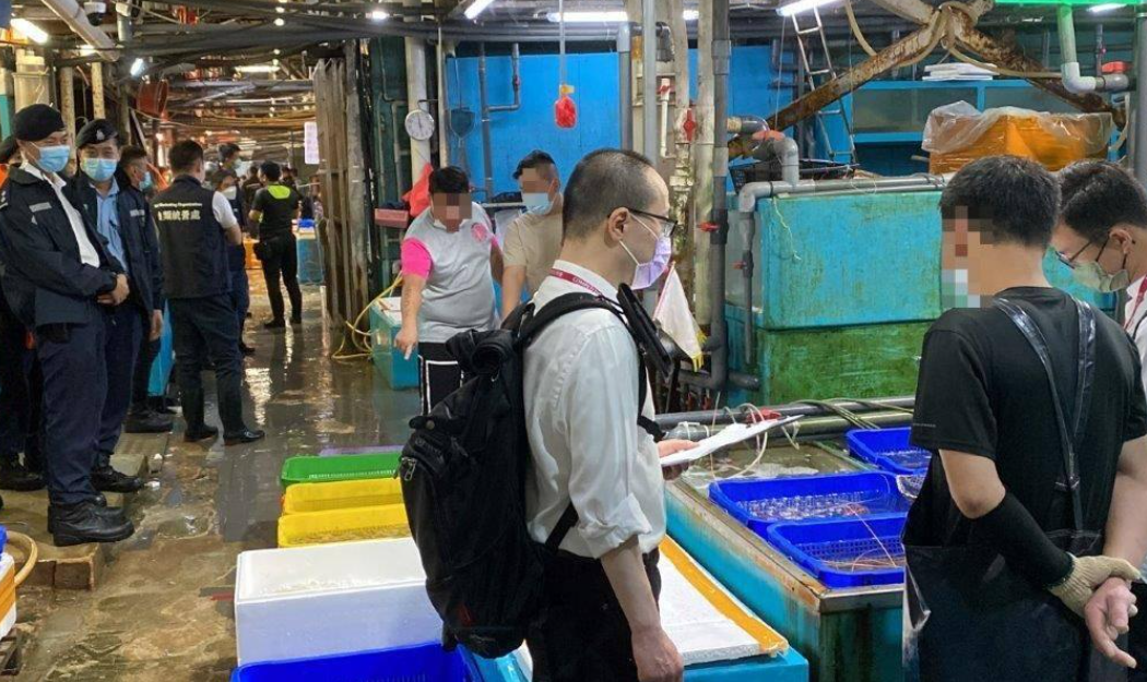 競委會近年與警隊採取聯合行動，調查香港仔魚市場的違法情況。（資料圖片）