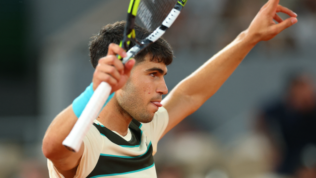 艾卡拉斯以盤數3:1擊敗對手，晉級16強。（路透社）