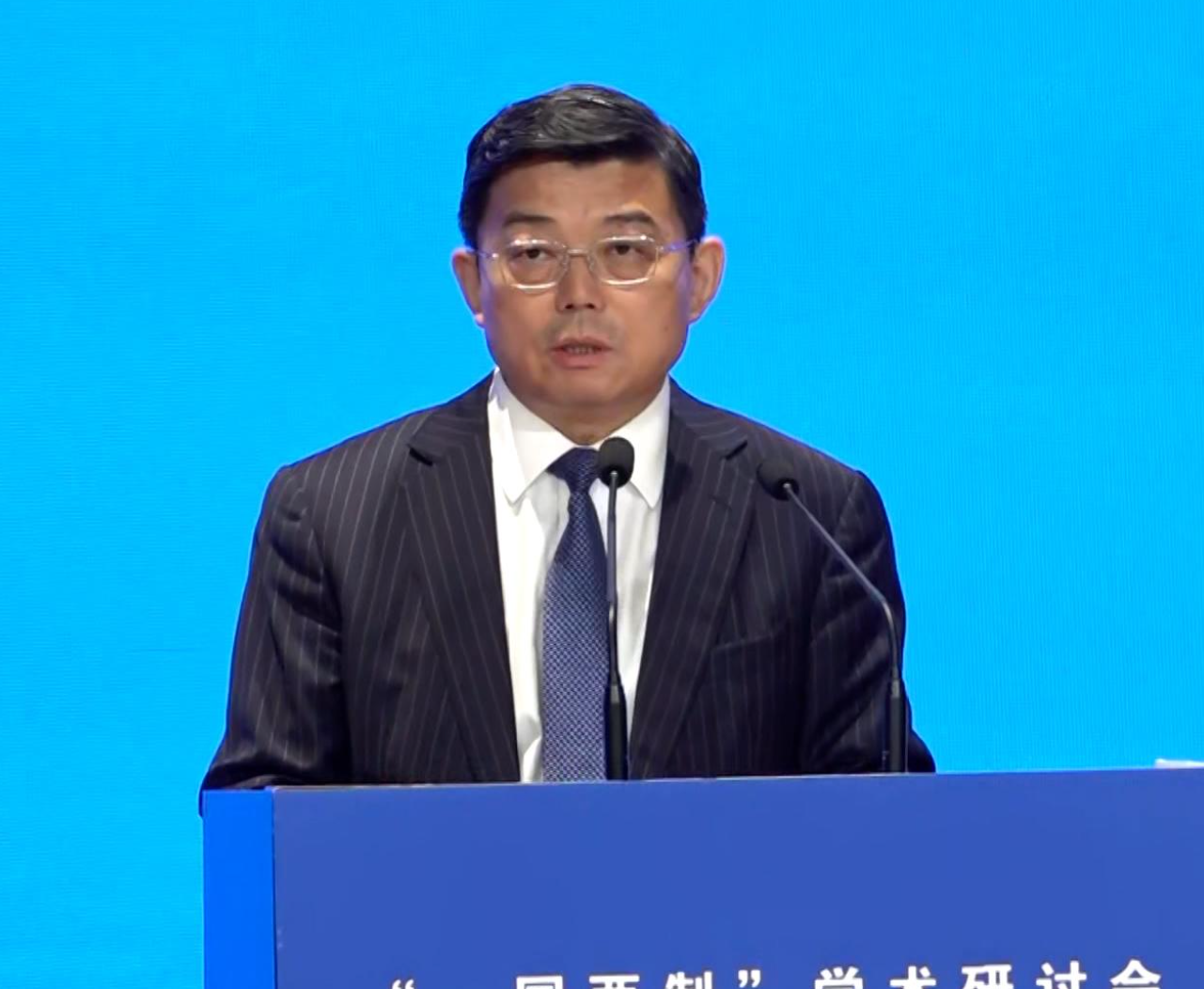 中國社會科學院在北京舉辦「一國兩制」學術研討會， 清華大學法學院教授王振民致辭時。(港台圖片)