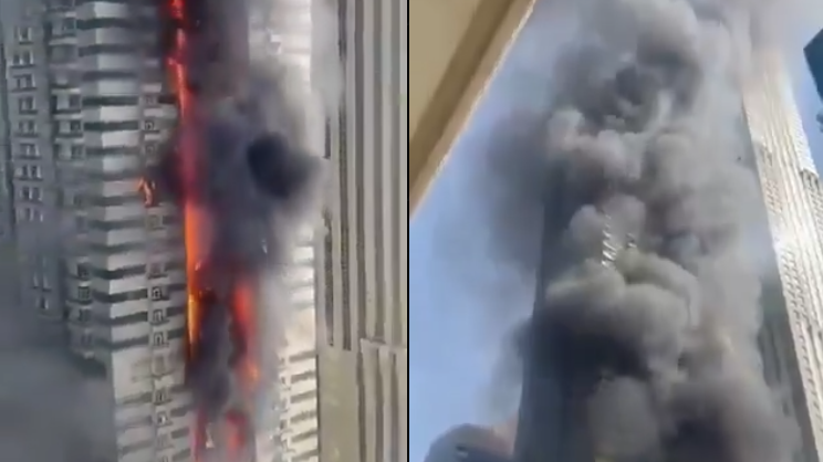 杜拜摩天大廈起火變火柱 近4000人急疏散