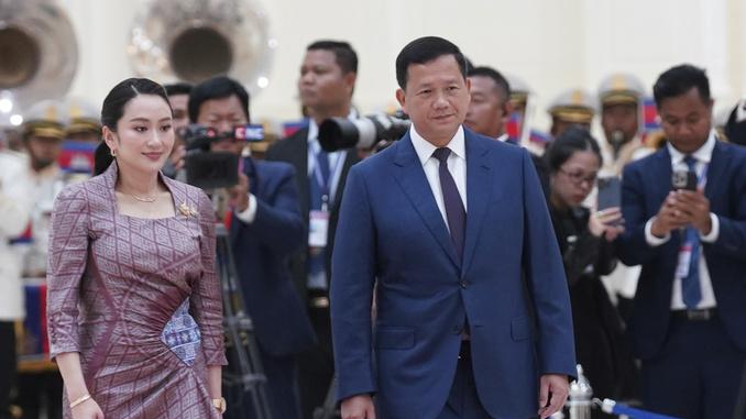 柬埔寨總理洪馬內與泰國首相佩通坦4月曾會面。(美聯社)