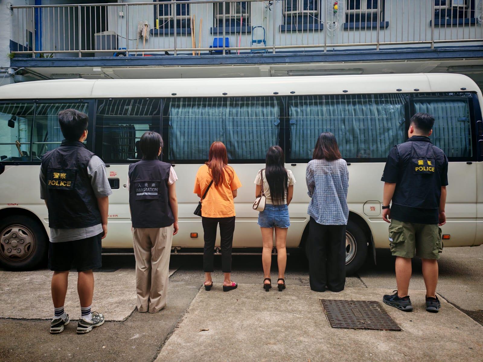 跨部門深水埗長沙灣反罪惡，8人涉違逗留條件及逾期居留被捕。(警方圖片)