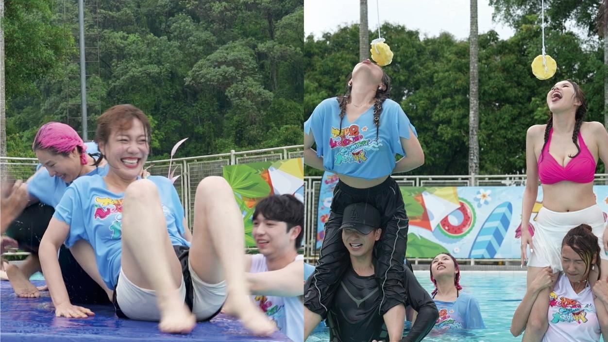 龍婷阿婆打底褲浮床混戰  黎寬怡fit爆身材公主抱梁敏巧