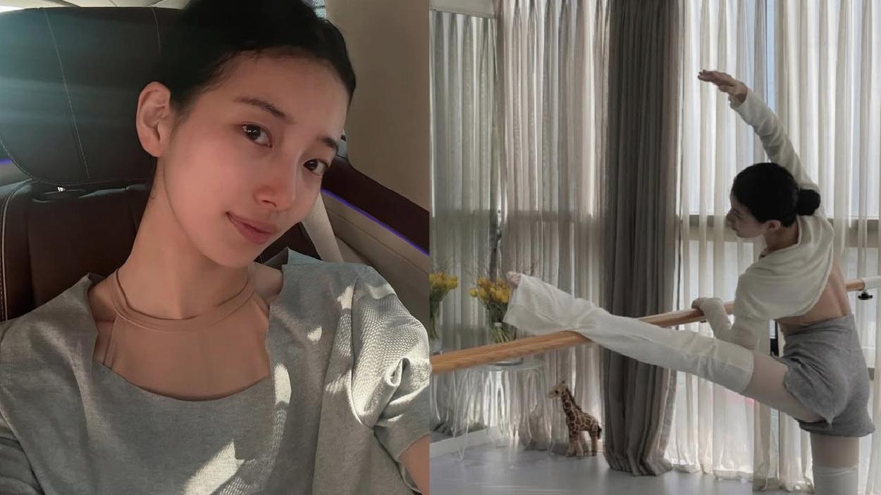 秀智上載芭蕾練習照  展示優雅美麗背影