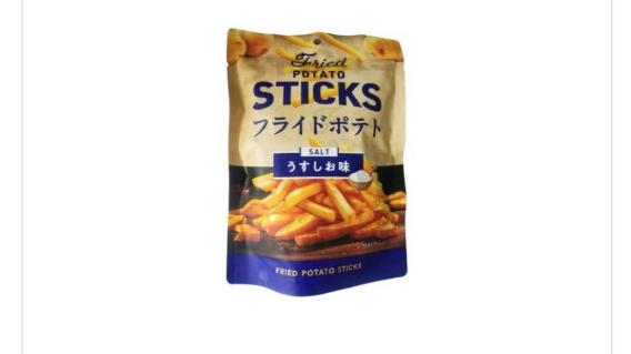 日本千葉市保健所周一(23日)公布，從中國進口的包裝零食「Fried Potato Sticks炸薯條 淡鹽味」(45克裝)驗出含有微量日本禁用添加劑TBHQ。(互聯網)
