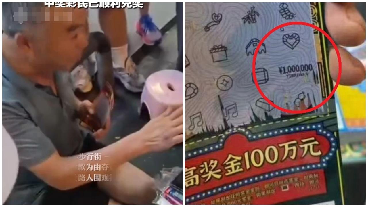 安徽女刮中100萬元大獎，老闆因一個原因強搶彩券。(微博)