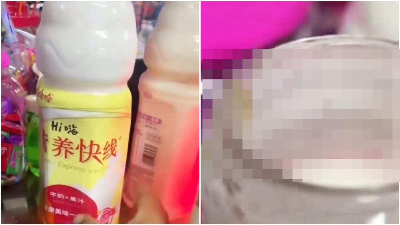 哇哈哈「營養快線」有蛆蟲(網片截圖)