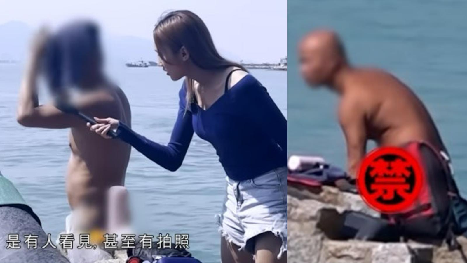 東張西望｜黎寬怡被派採訪大叔泳灘「曬雀」 表情淡定處變不驚