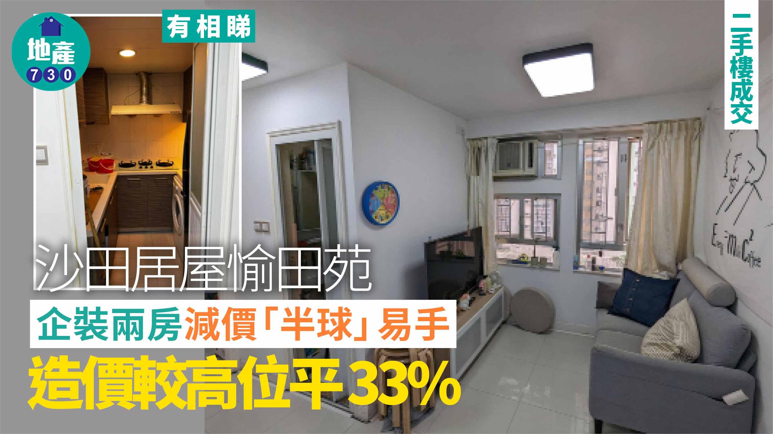 沙田居屋愉田苑企裝兩房減價「半球」易手 造價較高位平33%(有圖)｜二手樓成交
