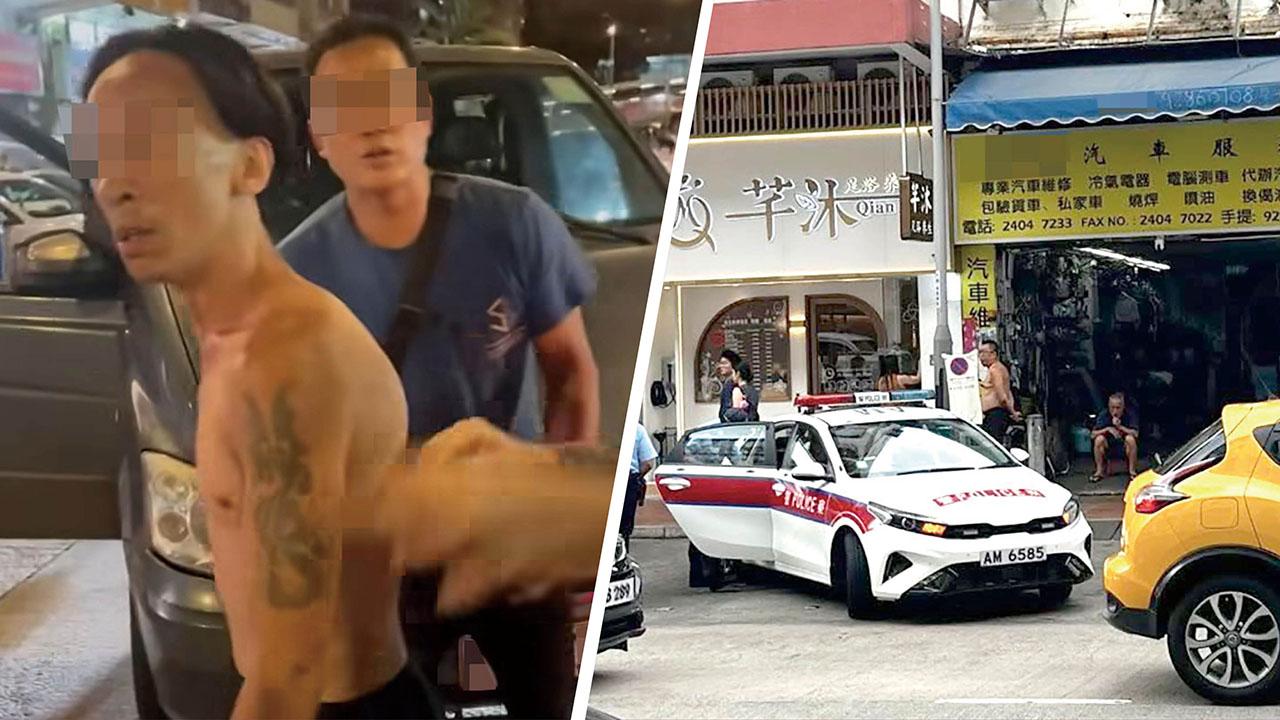 荃灣享和街有司機圖泊錶位時，被赤膊男等爆粗指罵，事發翌日警方到場針對違例泊車等執法。