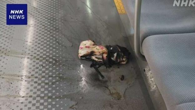 燒焦的手機電池留在地上。(互聯網)