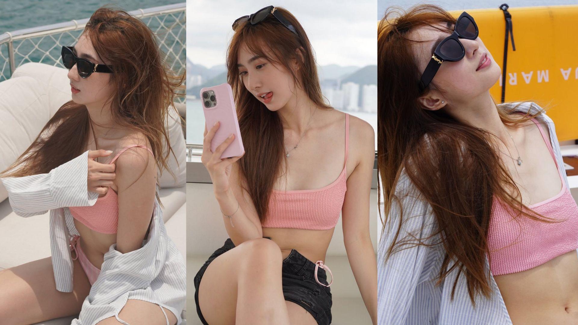 鍾柔美出海派福利 18歲Yumi粉紅泳裝曬本錢