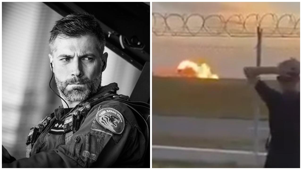 波蘭F-16戰機表演彩排墜毀爆炸，飛行員殉職影片曝光。(X)