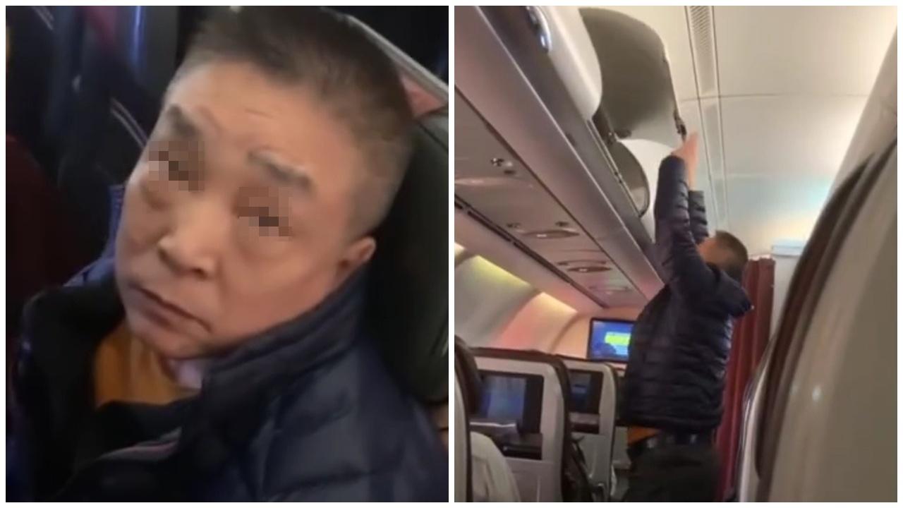 華裔機艙老鼠摷行李被踢爆，遭連環反手打面。(IG)