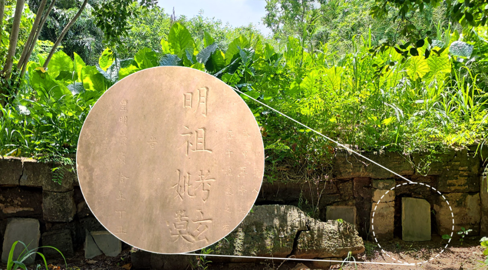 新田科技城項目範圍內發現古墓群，位於元朗牛潭尾北過渡性房屋項目「新田部屋」附近，部分墓碑刻有「皇明崇禎拾年」(港台圖片)