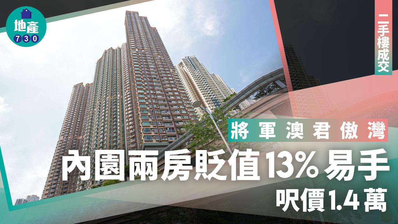 將軍澳君傲灣內園兩房蝕讓13%沽 呎價1.4萬｜二手樓成交
