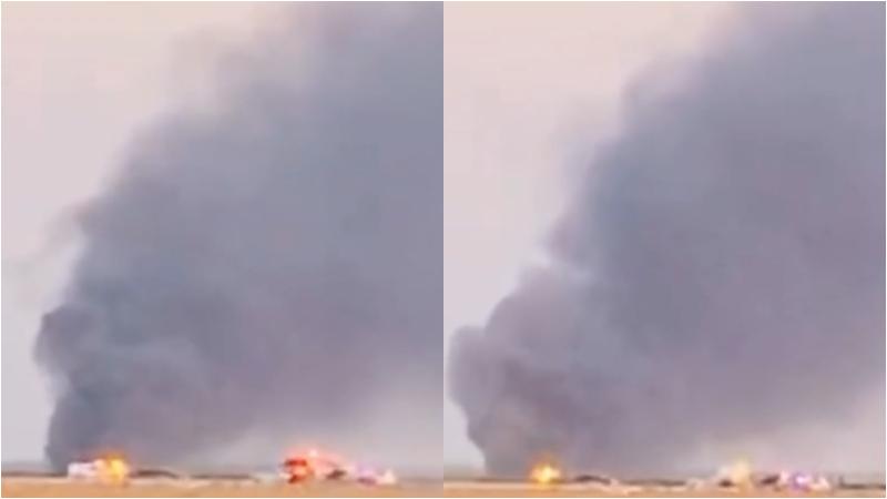 美國海軍一架F35戰機墜毀，機師及時彈跳逃生。