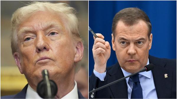 特朗普與梅德韋傑夫。（圖／美聯社）