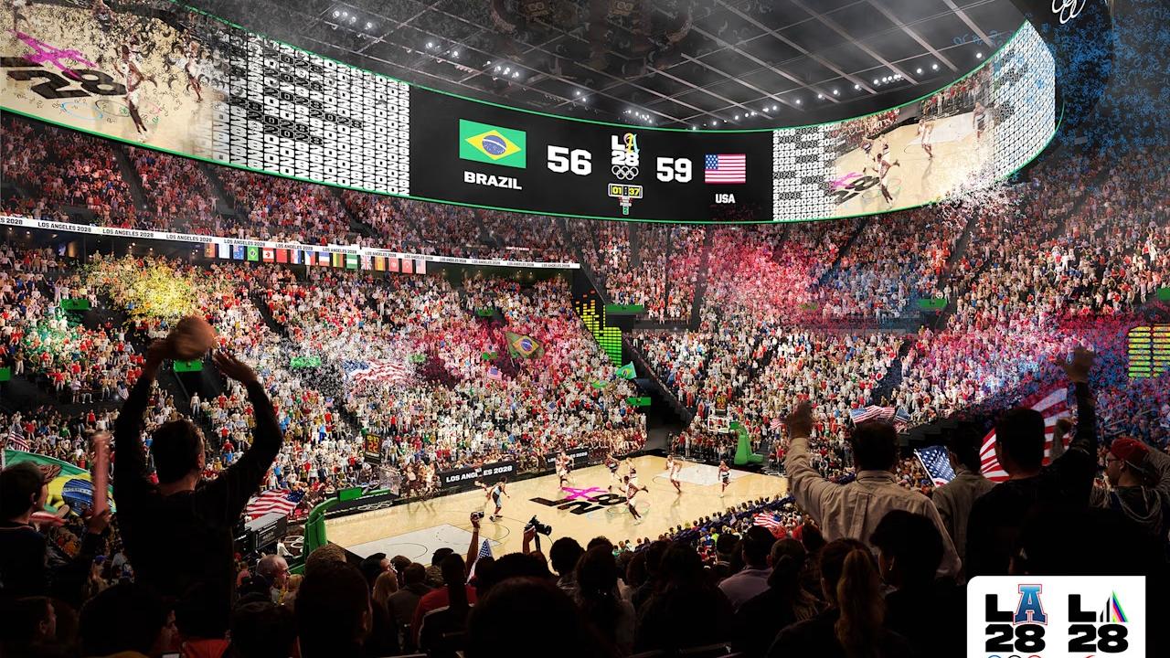 奧運籃球將在Intuit巨蛋舉行。(國際奧委會設計圖片)