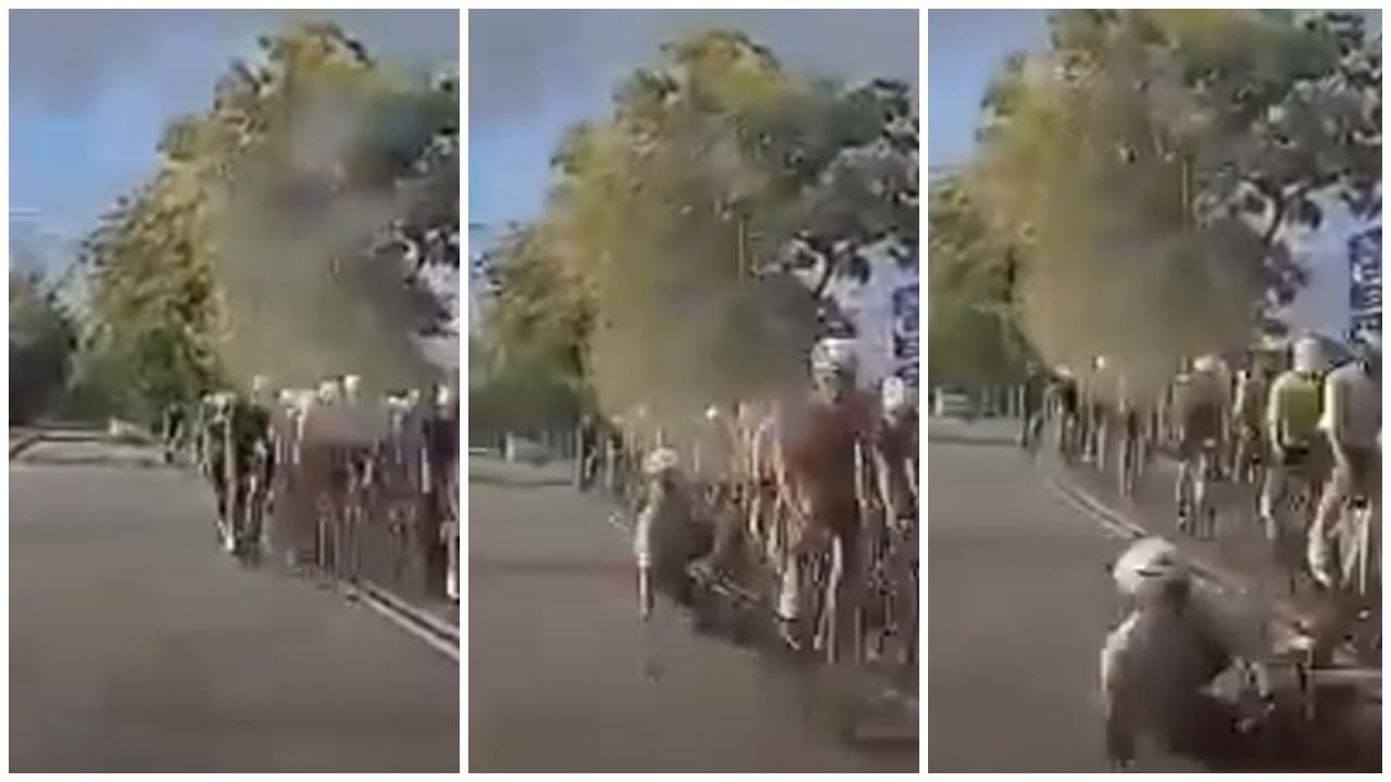 單車賽跌車倒向對面車道，28歲男選手當場慘遭輾斃。(X)