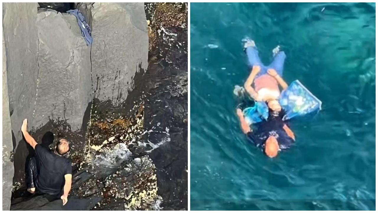 內地男遊客日本救墮海女，危急下咬住對方頭髮求生雙雙獲救。(微博)