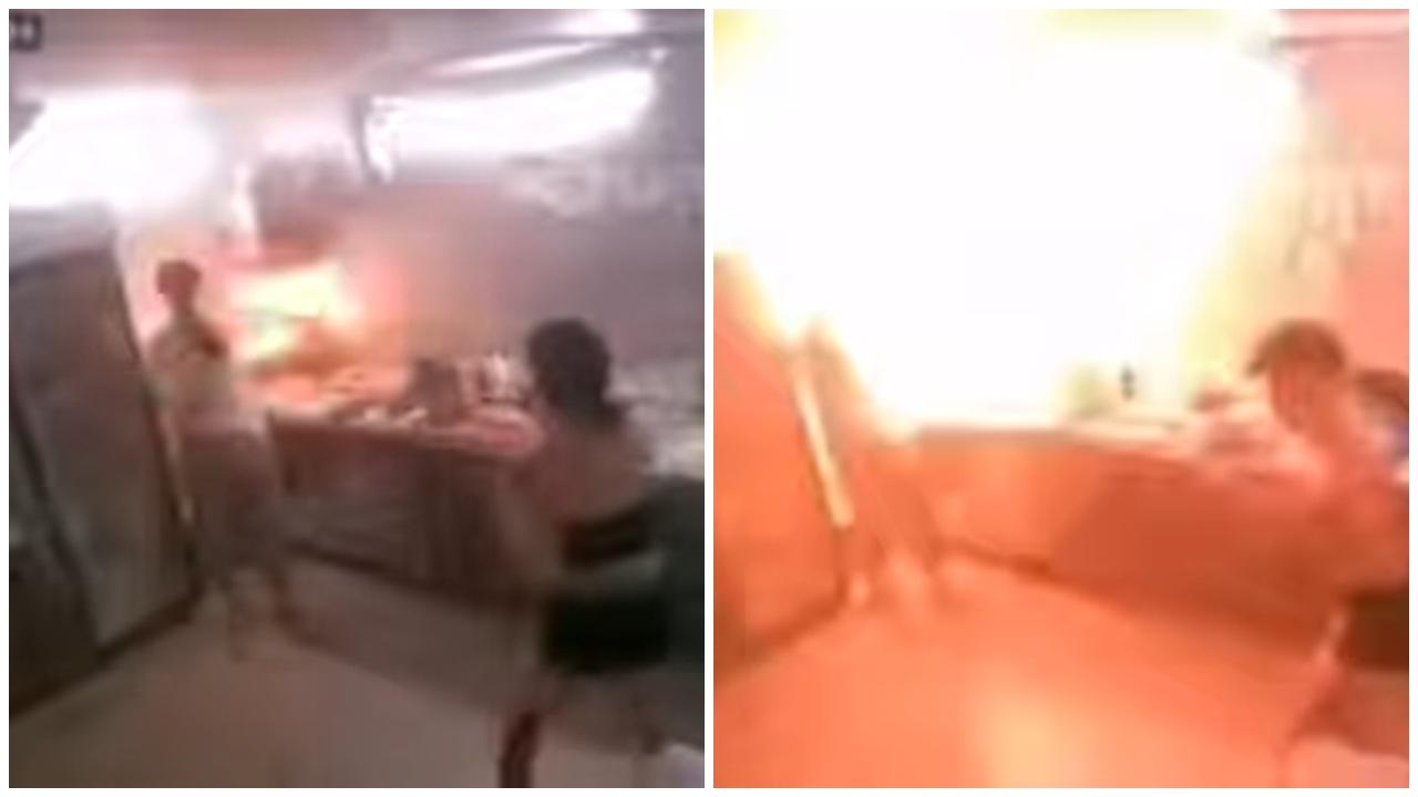 油鍋起火竟用水淋，女職員將咖啡室付諸一炬。(IG)