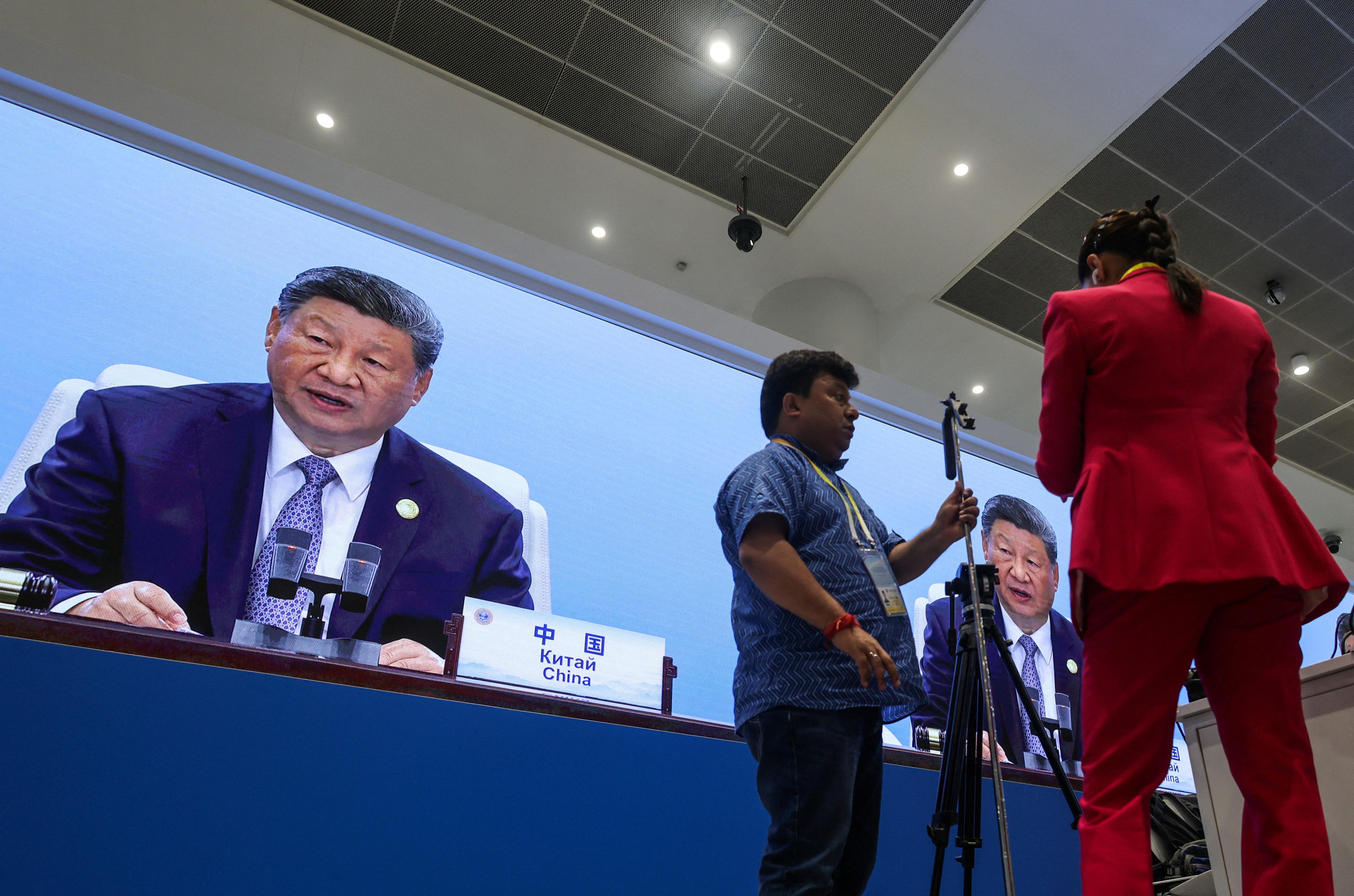 上海合作組織峰會正在天津舉行，國家主席習近平發表主旨講話。(路透社)