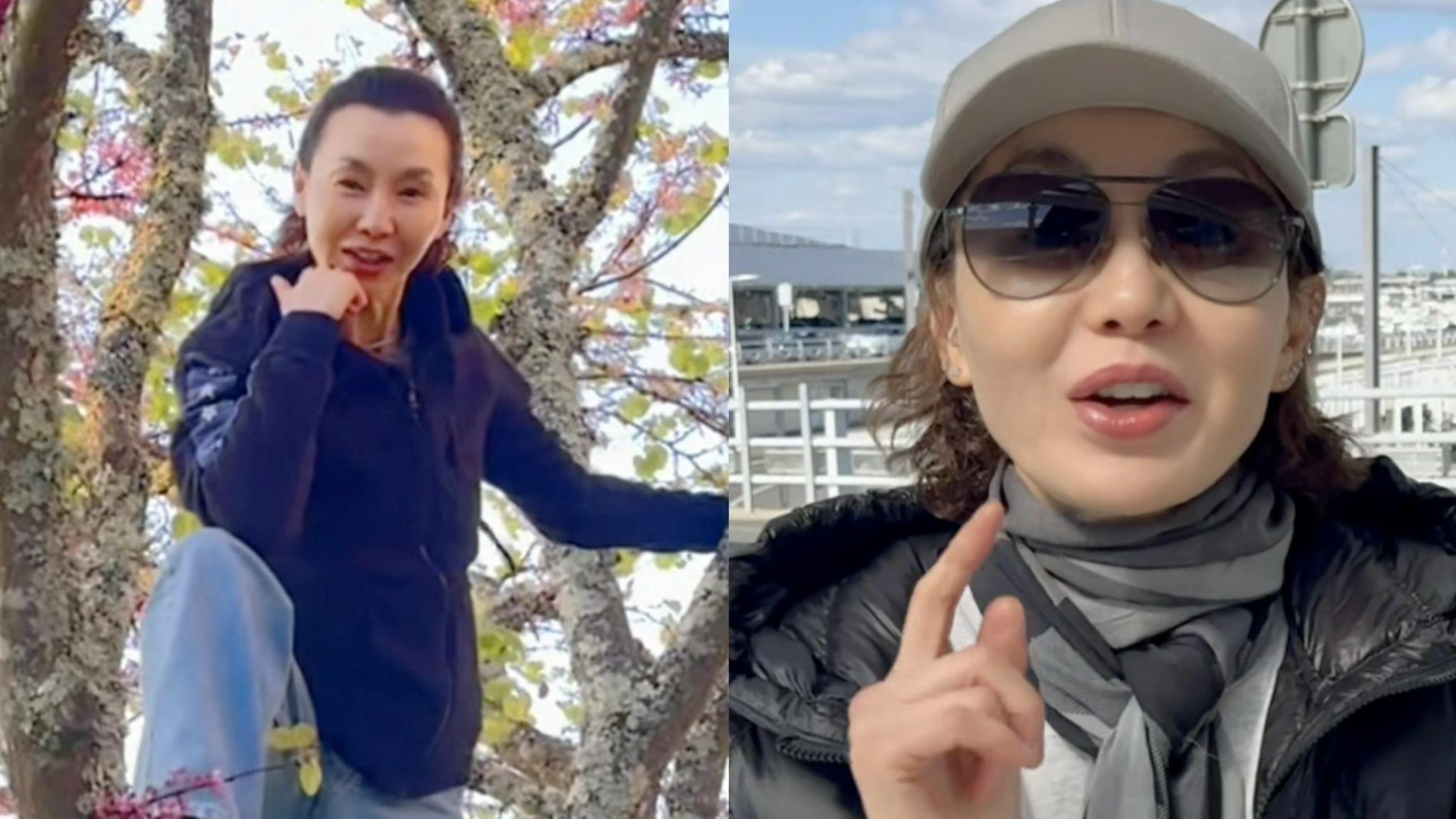 60歲張曼玉遊法國 身手敏捷爬樹充滿童真