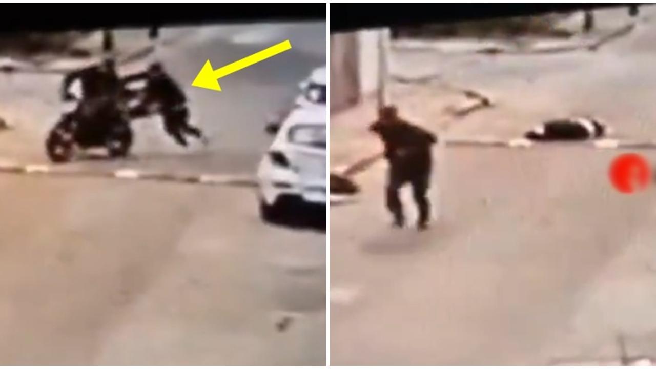 劫匪被同伴開槍失手射爆頭，即淪為棄卒生命垂危。(X)