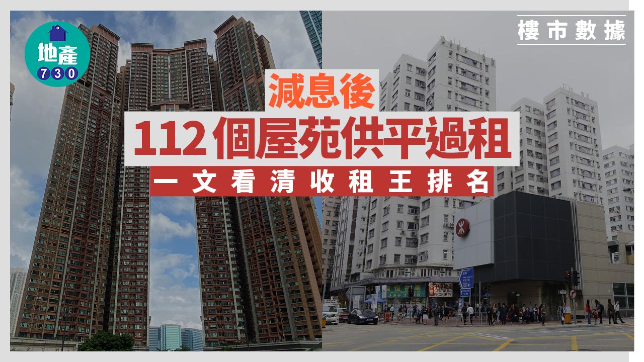 減息後112個屋苑供平過租 一文看清收租王排名｜樓市數據