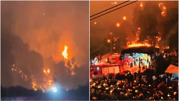 湖南瀏陽無人機煙火騷變「火流星雨」。（圖／翻攝自微博）