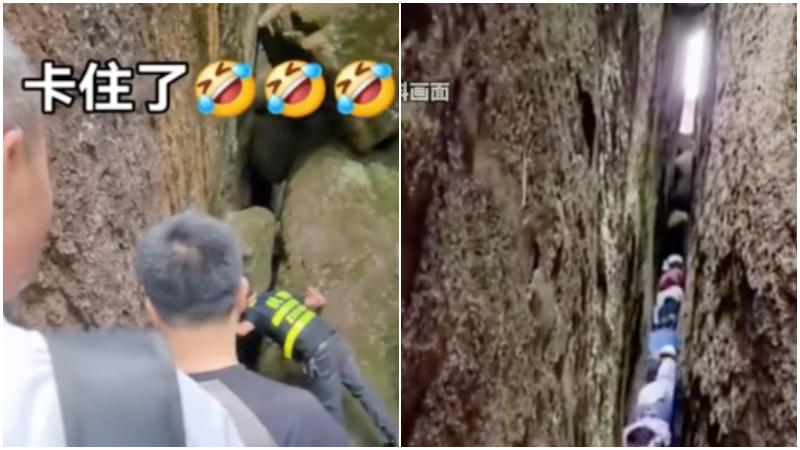 工作人員表示該路段非必經路線，建議大型遊客改走正常通道。（圖／翻攝《紅星新聞》）