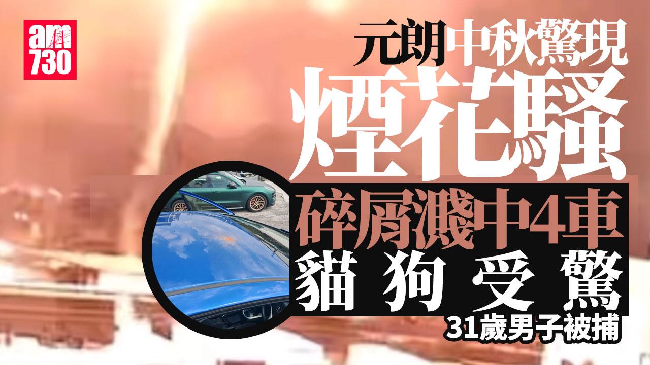 中秋元朗非法煙花騷 碎屑濺中4車一男被捕(有片)