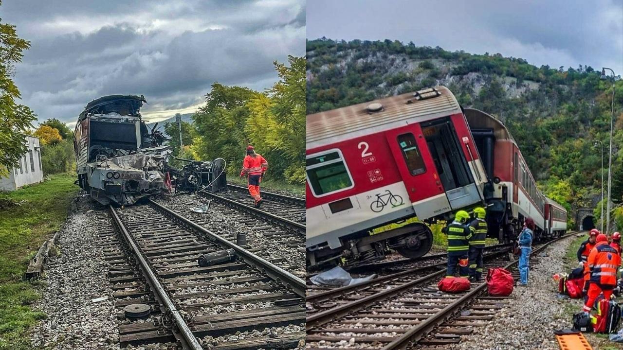 斯洛伐克火車相撞車廂出軌 至少66傷（有片）