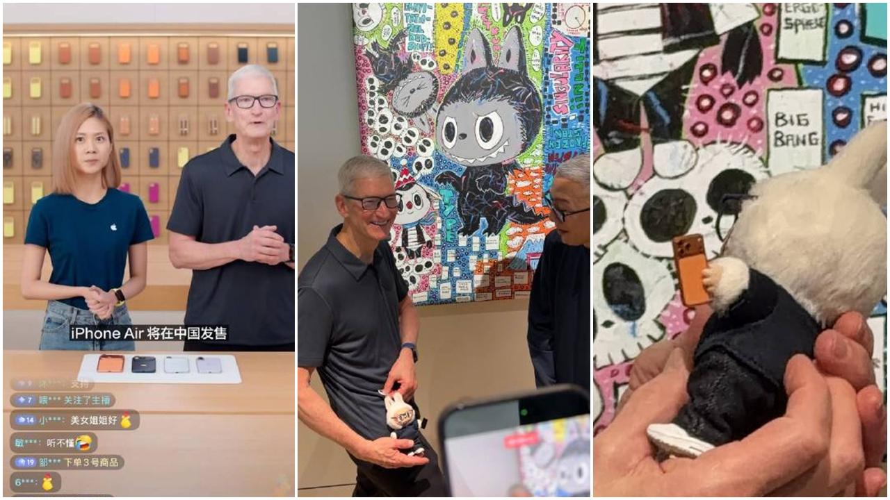 庫克訪華直播帶貨宣傳 現身Labubu展 獲贈專屬Labubu 